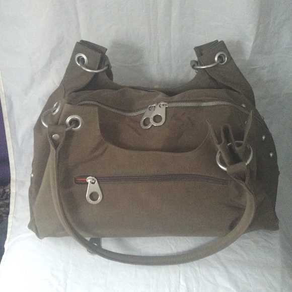 Baggallini Valencia olive nylon travel handbag tote - Picture 2 of 5